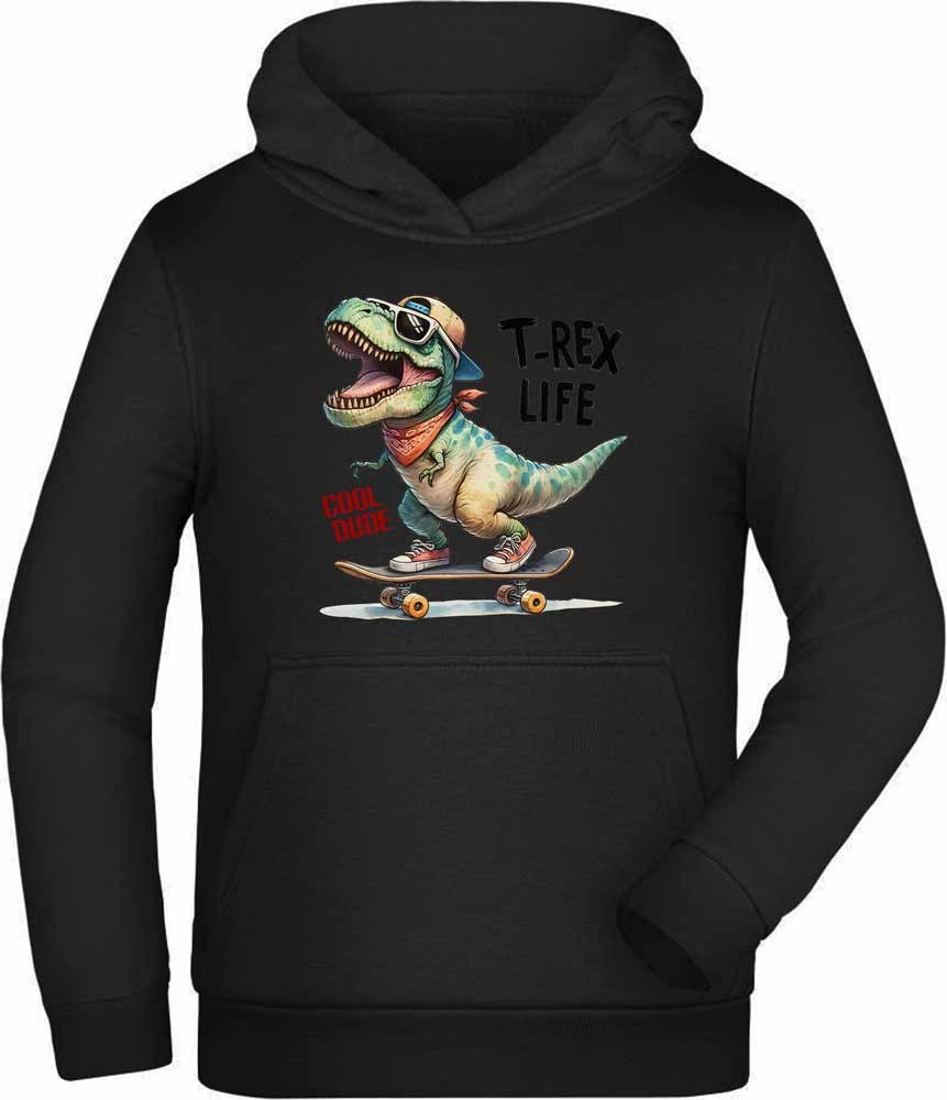 Children's Hoodie Hooded Sweater - Skateboarder Dino i532